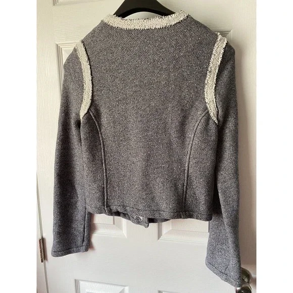 Gap Blue Asymmetrical Knit Zip Blazer Moto Jacket Size Medium - Picture 2 of 4